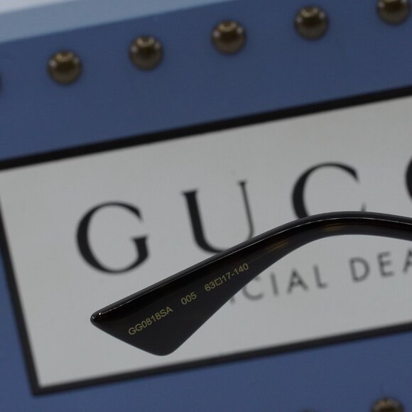 Gucci GG0818SA 005 Geometric Sunglasses - Gold/Grey main image 8